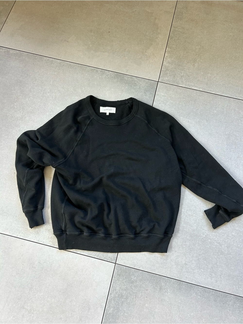 THE GREAT. Black Pullover Crewneck Sweatshirt